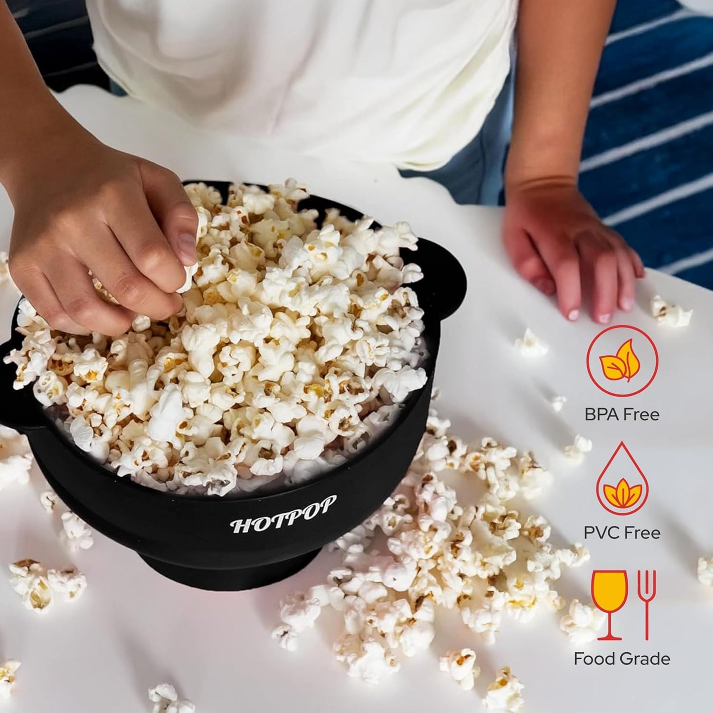 The Original  Microwave Popcorn Popper, Silicone Popcorn Maker, Collapsible Bowl Bpa-Free and Dishwasher Safe- 20 Colors Available (Black)